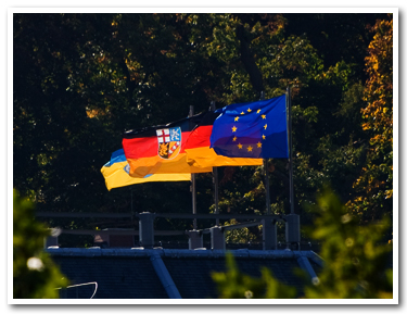 ザールブリュッケン城に掲げられた旗